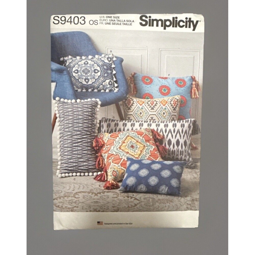 Simplicity S9403 Set of 7 Pillows w Trims & Tassle Detail UNCUT Sewing Pattern